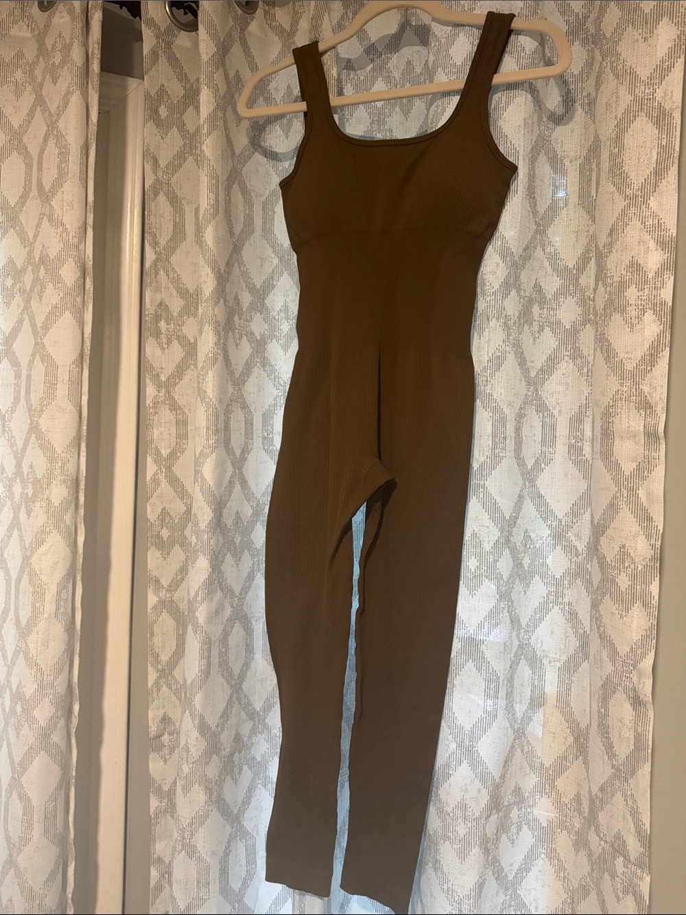 Amazon Olive Brown Ribbed Tank Jumpsuit